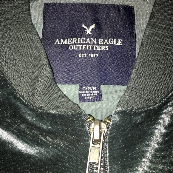 NEW American Eagle Outfitters Velvet Bomber Jacket size M Grey - Picture 6 of 8